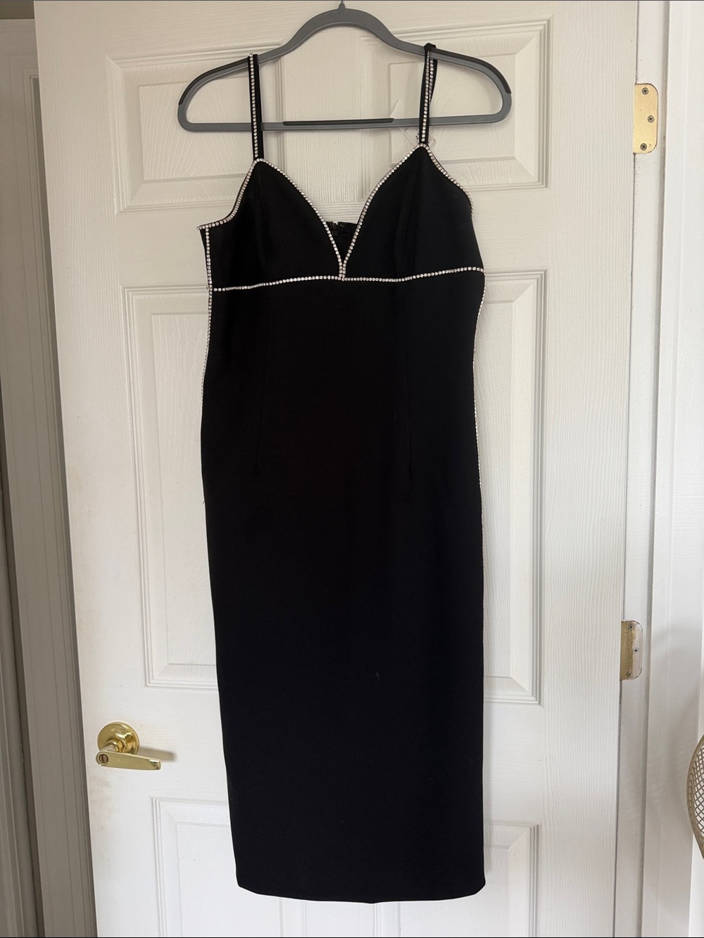 cinq a sept Black Midi Dress with Crystal Trim